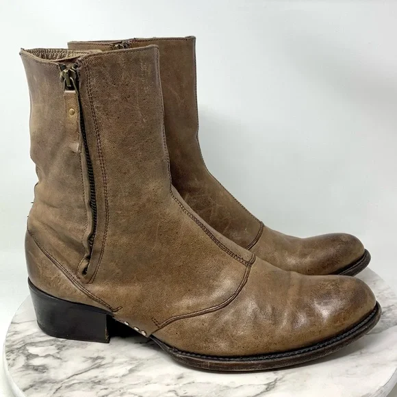 Marco Delli Hand Crafted Italy Leather Double Zip Spat Boots 44/10 Moto Retro Marco Delli Love Boot - Sublime Telluride main image 4